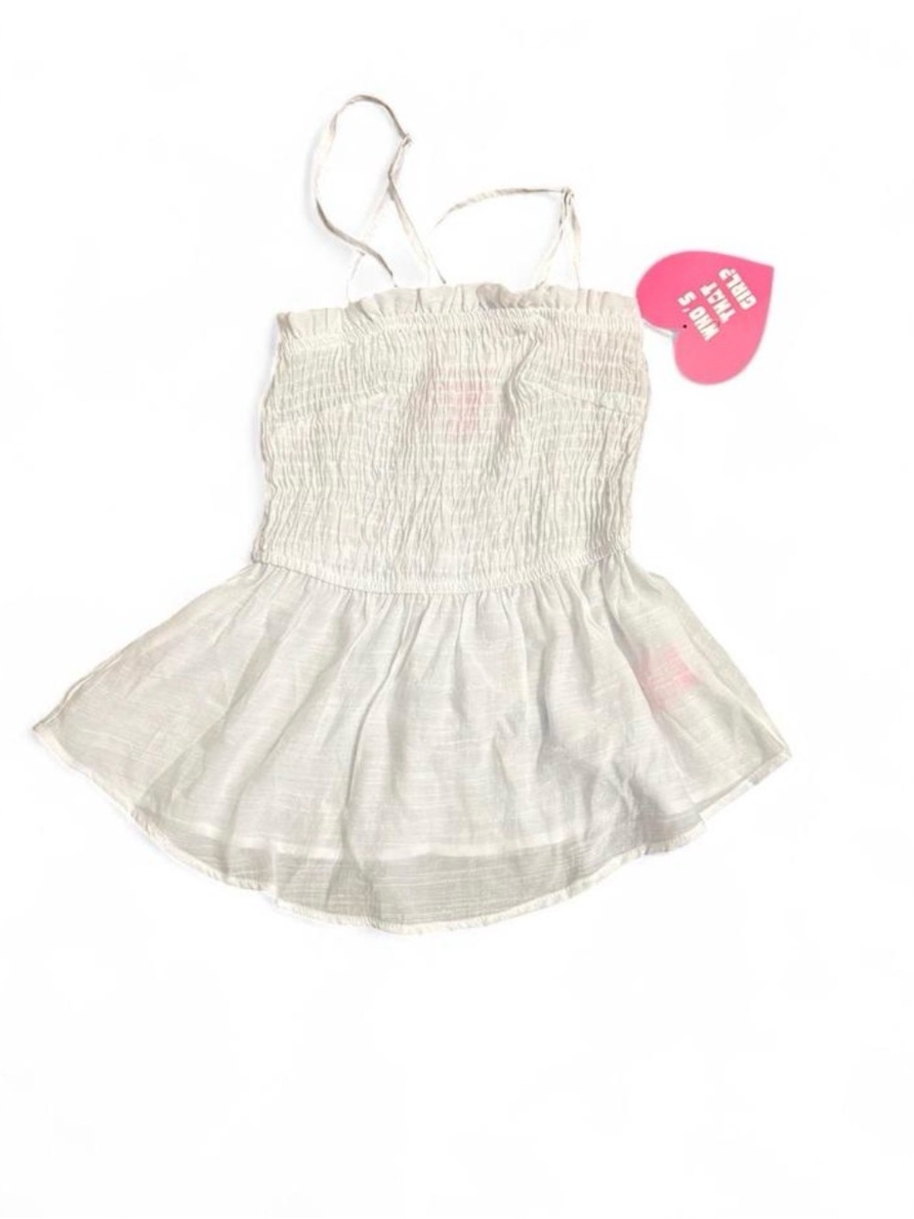 Who’s That Girl White Smocked Peplum Cami Top NWT Size S